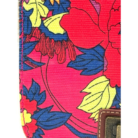 Sakroots Crossbody Saddle Bag Purse Red Multi Color Floral Magnetic Clasp Fold - Picture 10 of 16